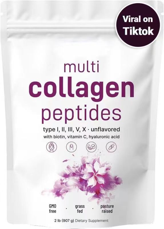 Micro Ingredients Multi Collagen Peptides Powder - Hydrolyzed Protein Peptides (Type I, II,III,V,X) with Hyaluronic Acid,Multi Collagen Peptides Powder
