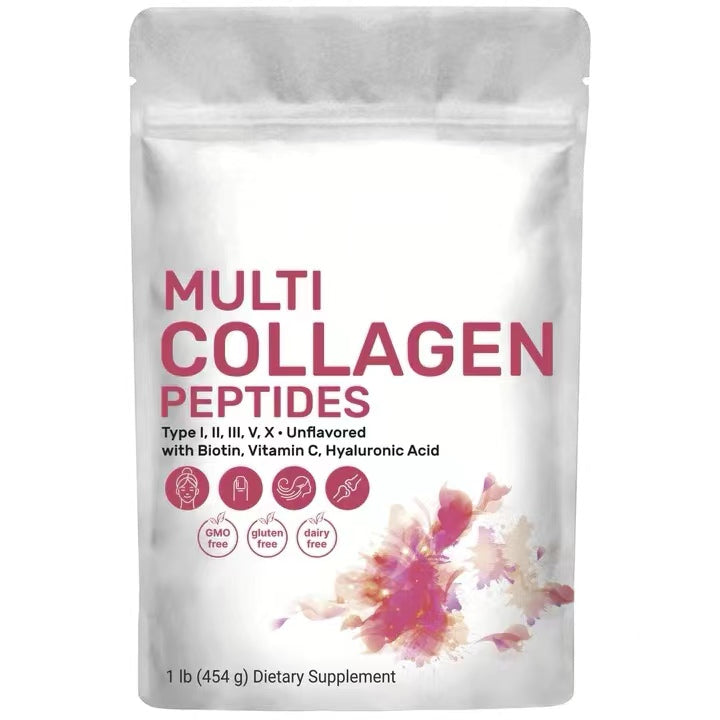 Micro Ingredients Multi Collagen Peptides Powder - Hydrolyzed Protein Peptides (Type I, II,III,V,X) with Hyaluronic Acid,Multi Collagen Peptides Powder