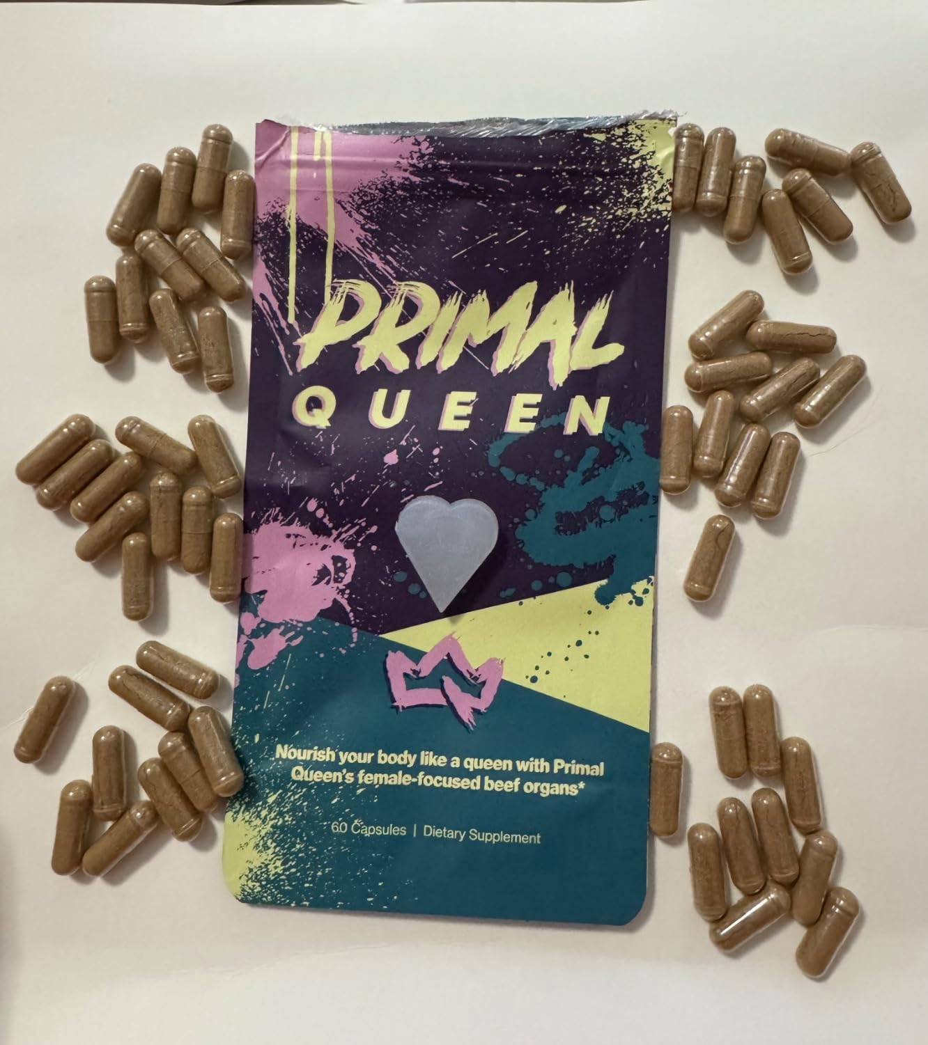 Primal Queen Female-Optimized Beef Organ Superfood Supplement (Beef Liver, Kidney, Heart, & 3 More) - 100% Grass Fed, Pasture Raised Cattle - Balance Hormones, Energy, & More for Women