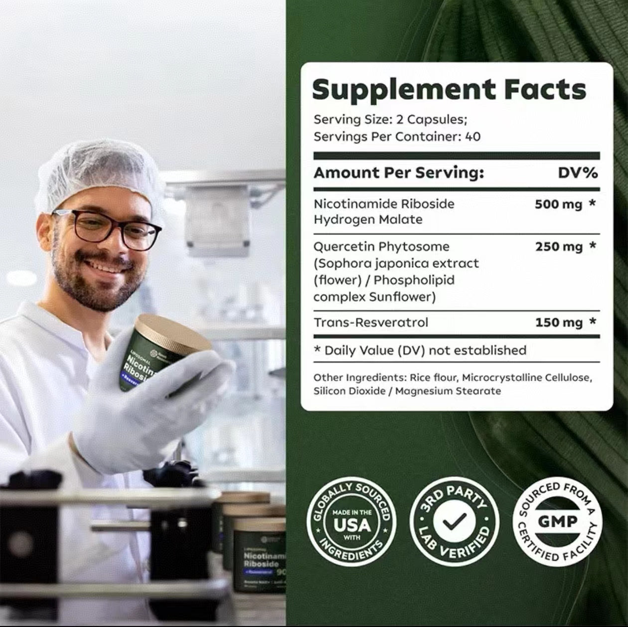 Reus Research NR900-NAD+Supplement for Skin Aging Support, Energy, and Focus - 80 Count - Vitamin Healthcare Fitness