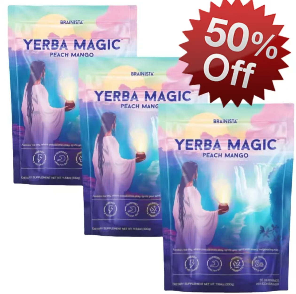 Yerba Magic | Yerba Mate Instant Tea Powder | Strawberry Matcha & Peach Mango Flavors | 30 Servings