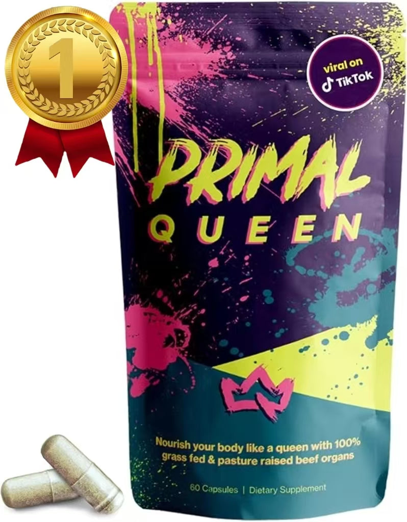 Primal Queen Female-Optimized Beef Organ Superfood Supplement (Beef Liver, Kidney, Heart, & 3 More) - 100% Grass Fed, Pasture Raised Cattle - Balance Hormones, Energy, & More for Women