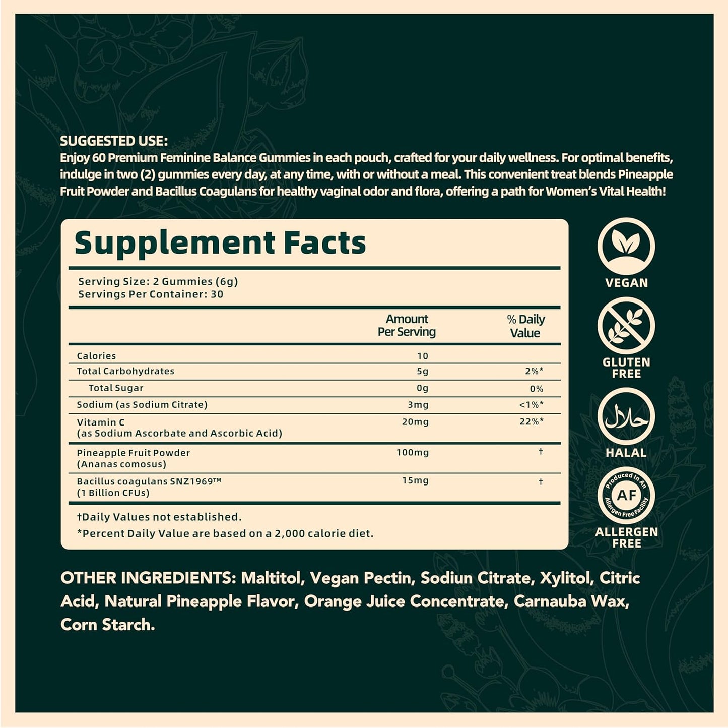 Vital Source Feminine Balance Gummies - Hawaiian Pineapple - 60 Gummies - 30 Servings