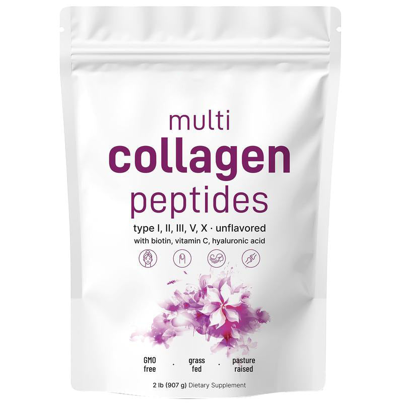 Micro Ingredients Multi Collagen Peptides Powder - Hydrolyzed Protein Peptides (Type I, II,III,V,X) with Hyaluronic Acid,Multi Collagen Peptides Powder