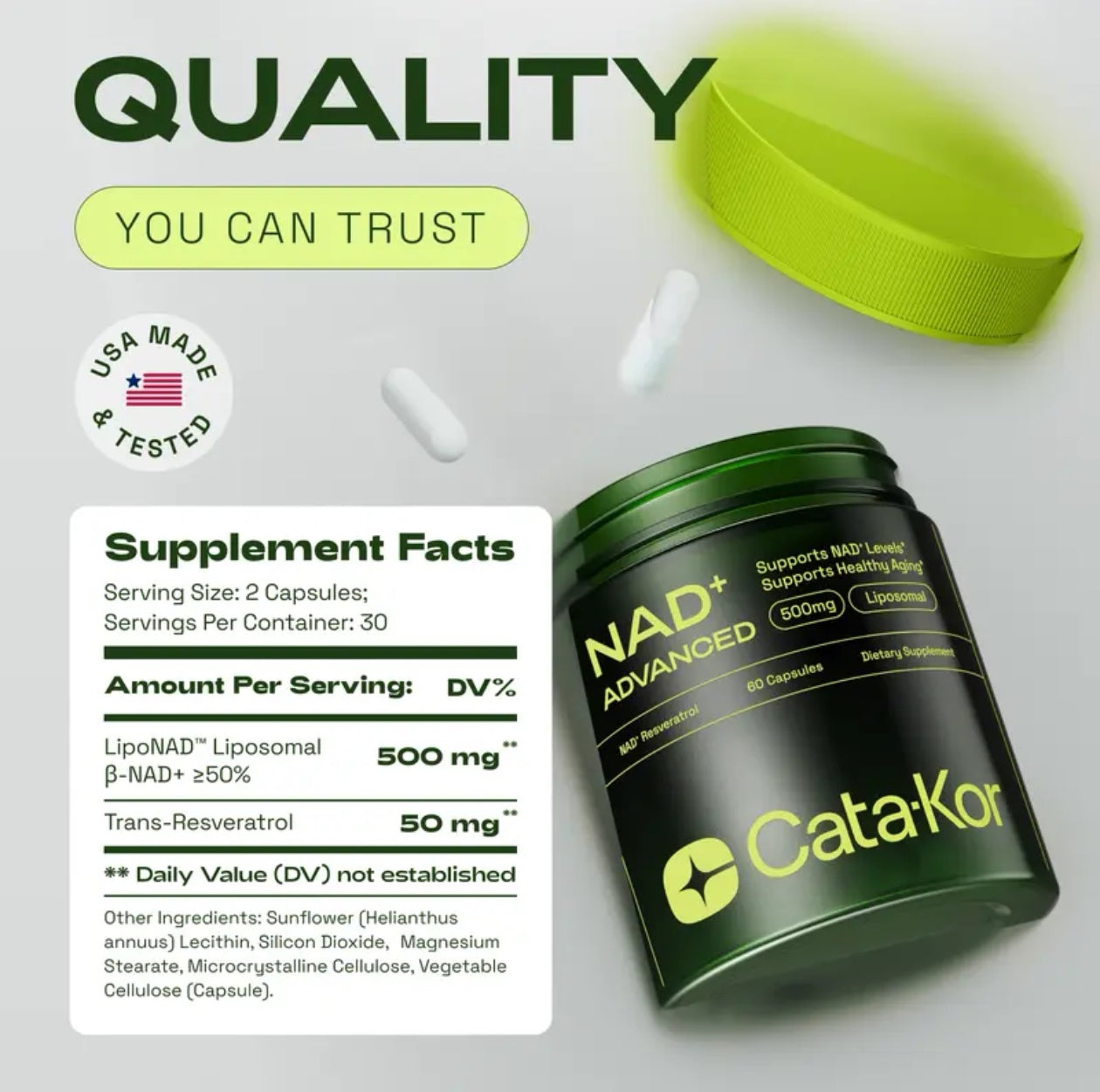 NMN Supplement Alternative - Liposomal NAD w/Resveratrol - High Purity NAD Supplement for Anti-Aging, Energy, Focus